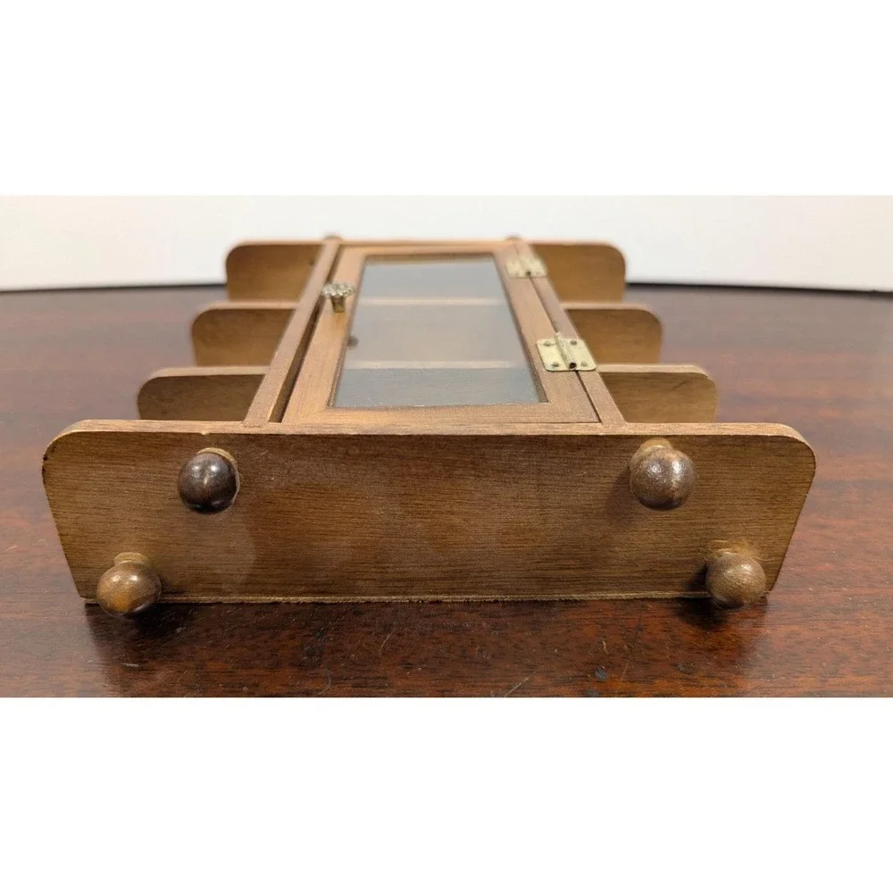 Vintage Miniature Wood Curio Display Cabinet Glass Door Wall Shelf Shadow Box